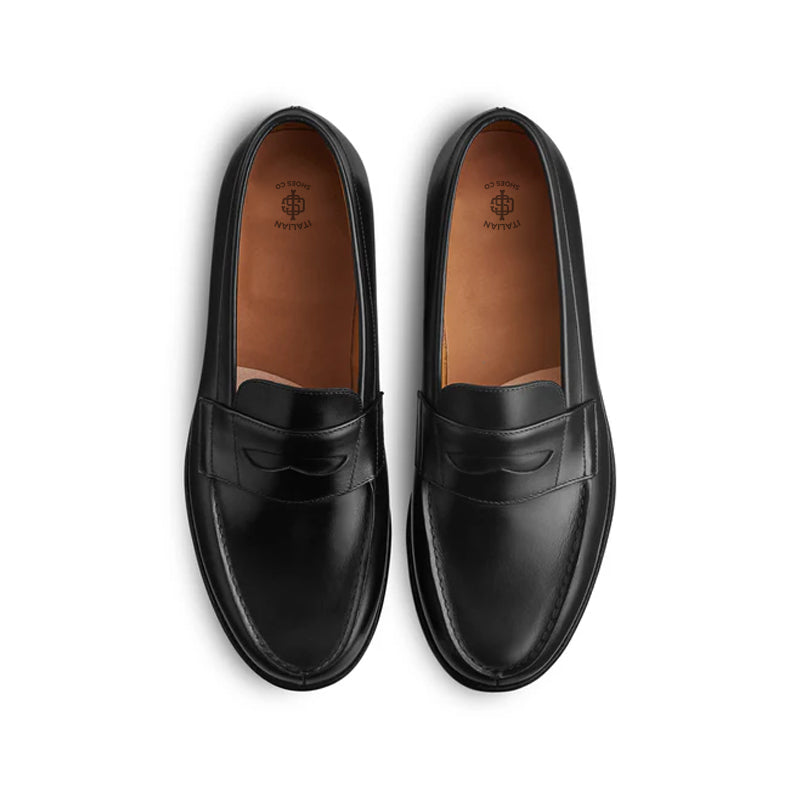 Classic Leather Black Penny Loafer For Men