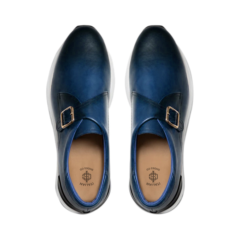 Blue Leather Men Sneaker