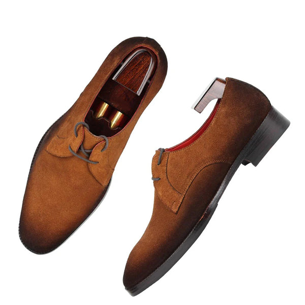 Suede Leather Two Eyelet Derby Shoe Tan