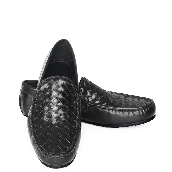 Premium Leather Weaved Textured Driving Loafer