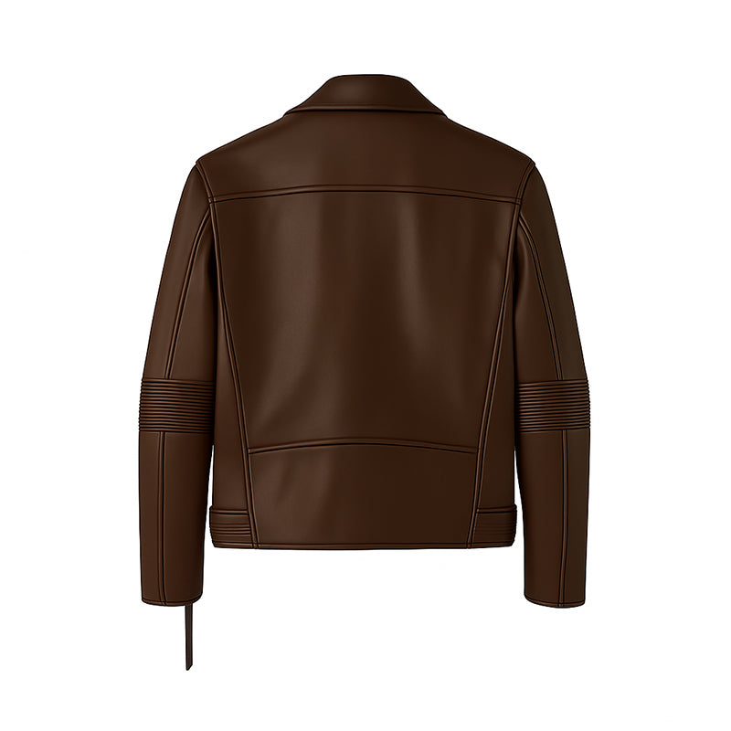Men s Brown Leather Biker Jacket with Zippers