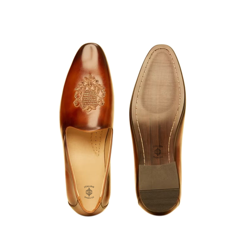 Embroidered Classy Leather Slip-On