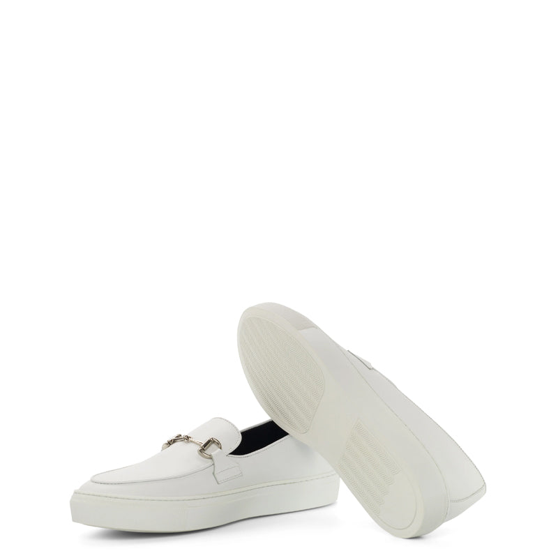 Men Comfort Horsebit Buckled White Loafer