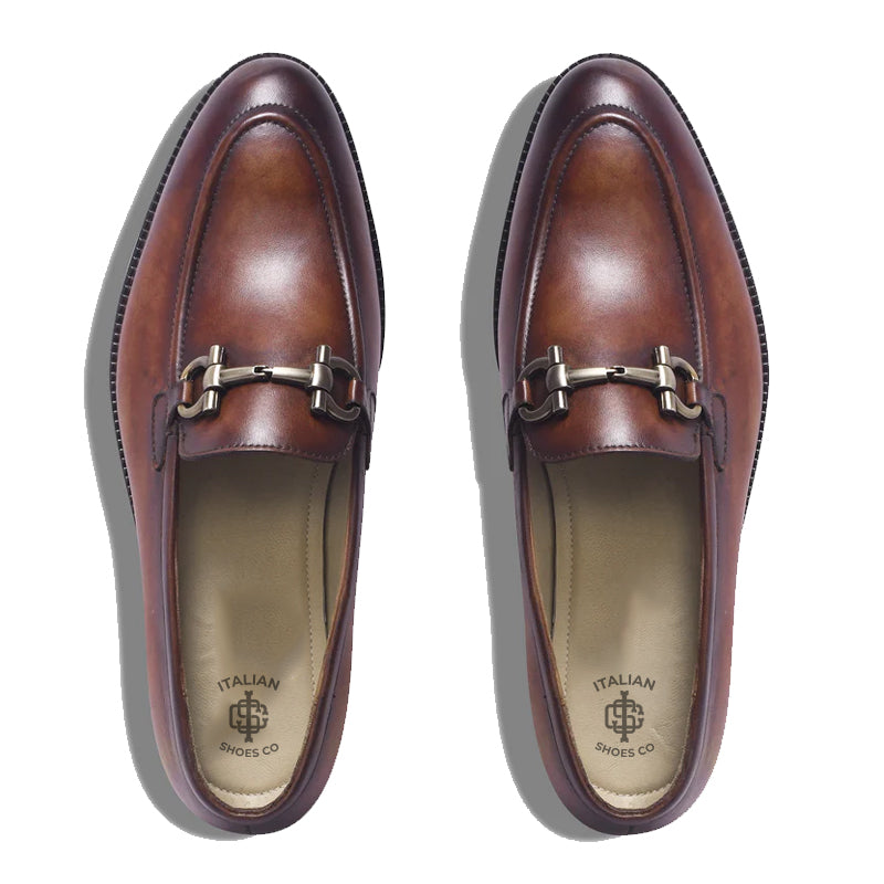 Classic Handmade Horse Bit Buckled Leather Loafers