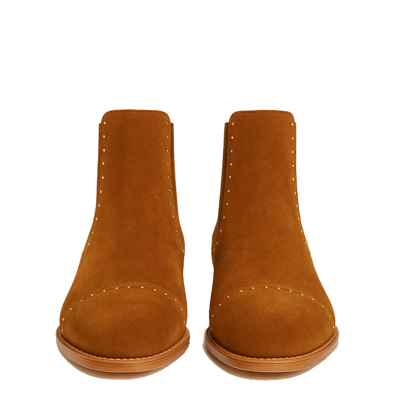 Mens Chelsea Spike Cap Toe Ankle Boots