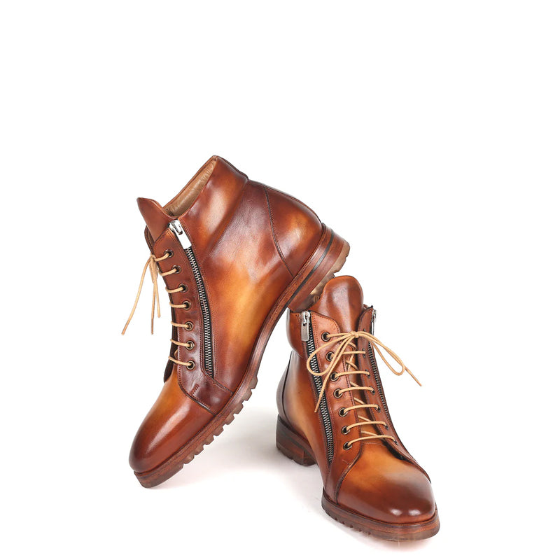 Men Custom Handmade Leather Side Zipper Ankle Boot Black