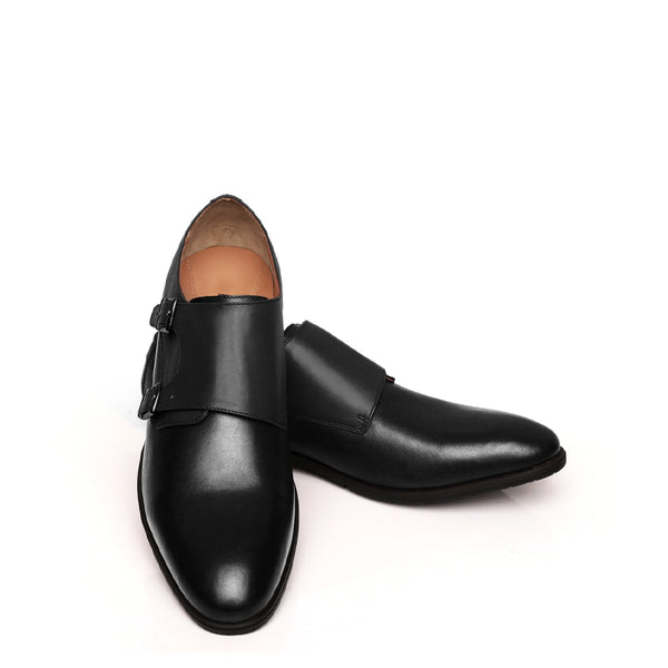 Leather Double Monk Strap Shoe For Men