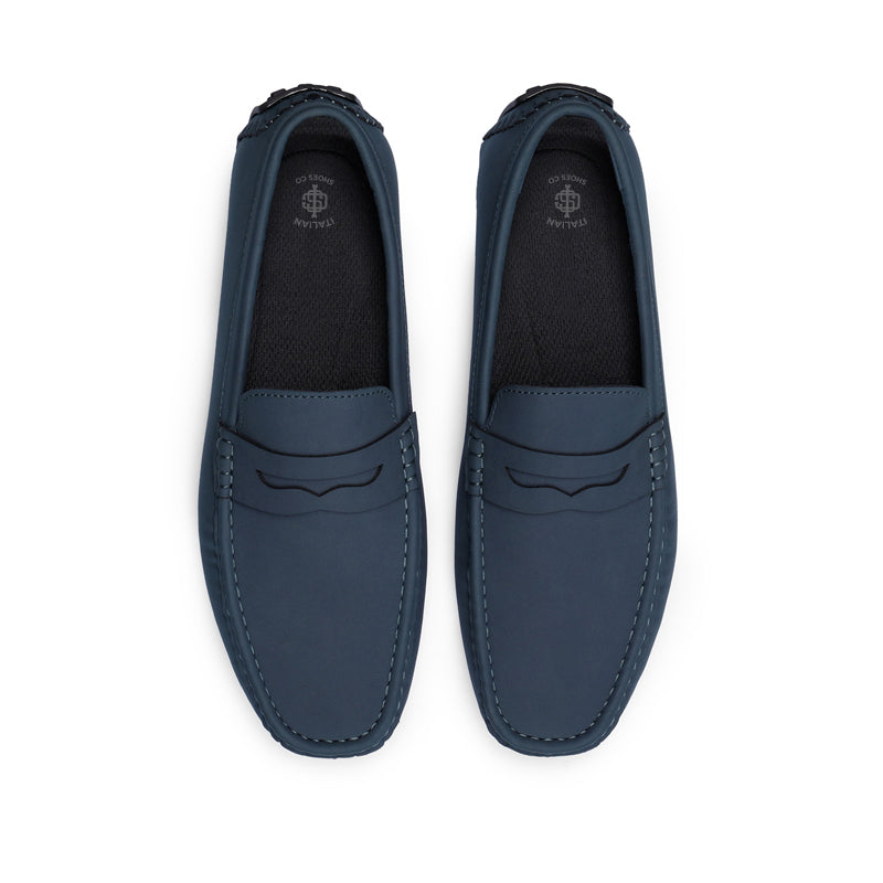 Heritage-Style Suede Moc Toe Penny Loafer Black