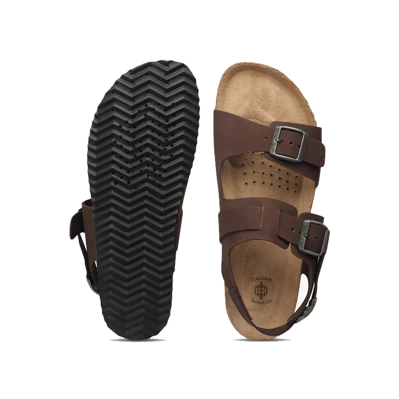 Back Strap Leather Comfort Black Sandal