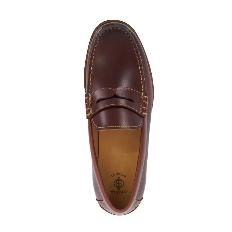 Leather Penny Trim Black Loafer For Men