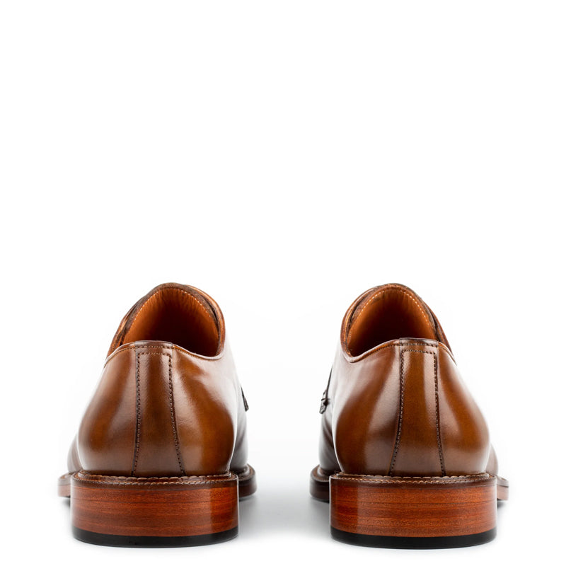 Handpainted Crust Leather Split Toe Derby Shoe Black