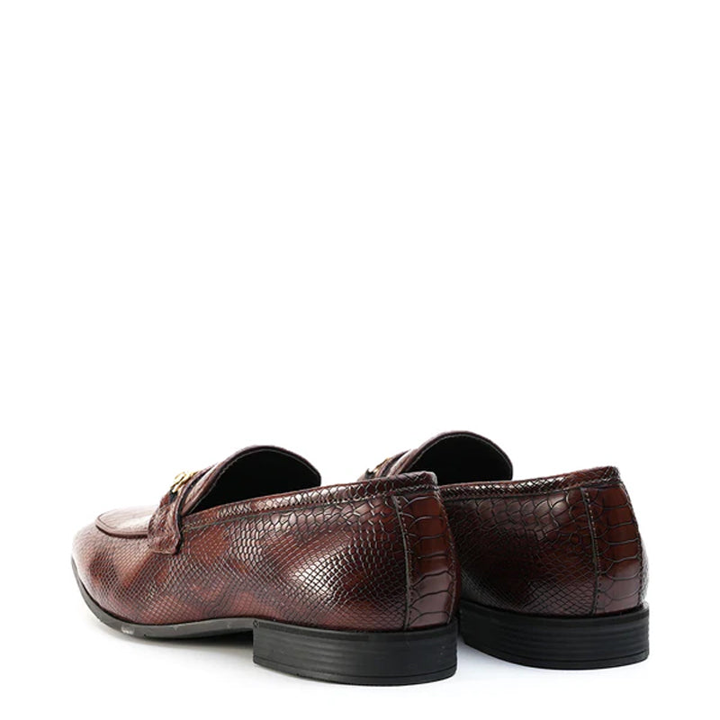 Men Horsebit Snake Effect Slip-On Shoes