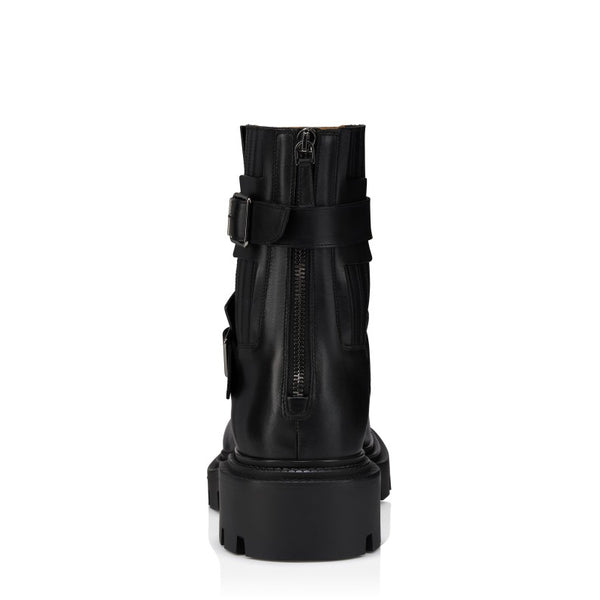 Luxury Polished Leather Boot with Dual Buckle Straps