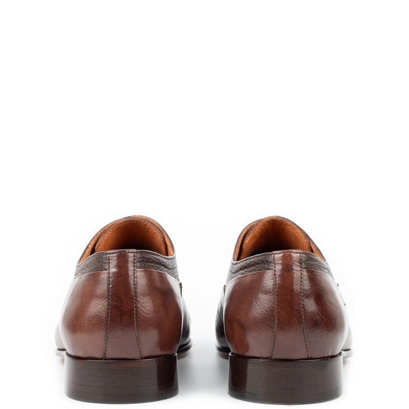 Pure Handmade Leather Textured Oxford Shoe Blue