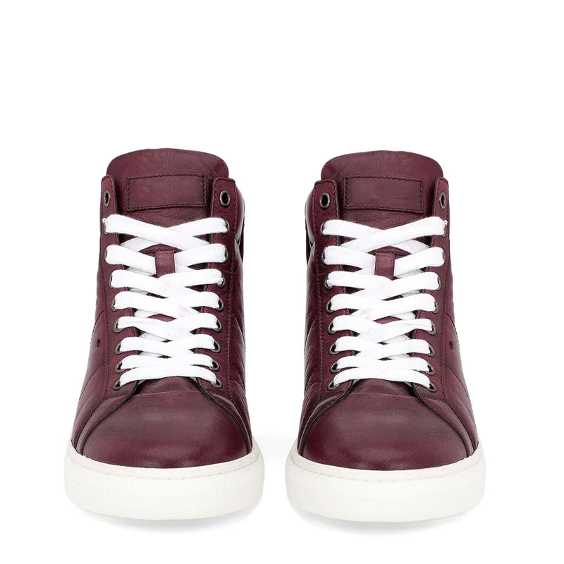Lace Up Leather Handcrafted Burgundy Sneaker
