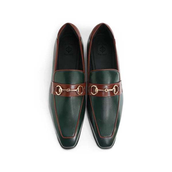 Men Slip On Leather Horsbit Buckled Loafer