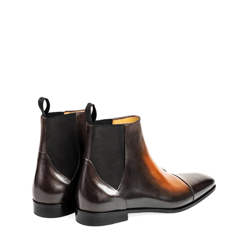 Polished Shiny Leather Cap-Toe Chelsea Boots