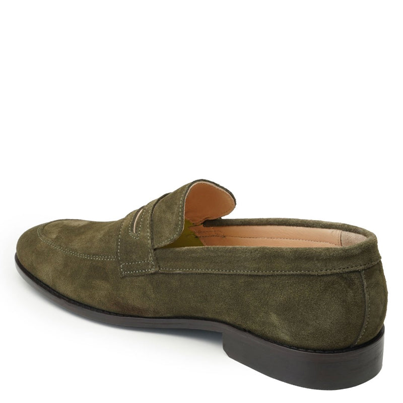 Men Suede Casual Penny Leather Green Loafer