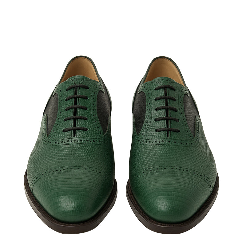 Luxury Leather Lace Up Dual Textured Oxford Shoes