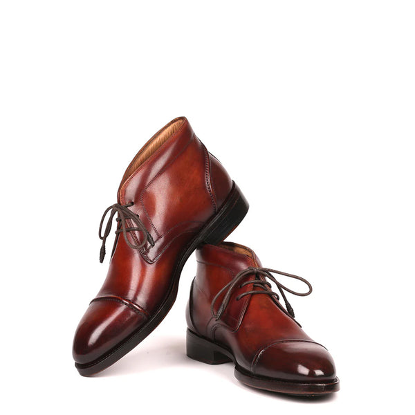 Polished Pure Leather Handpainted Cap Toe Chukkas Boot