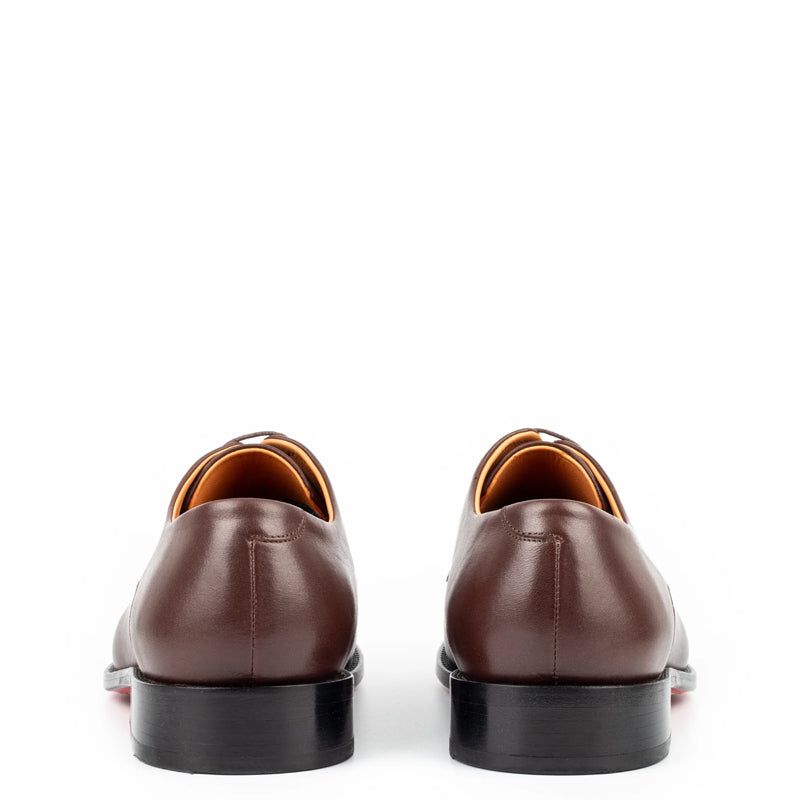 Polished Plain Italian Leather Derby Shoe Black