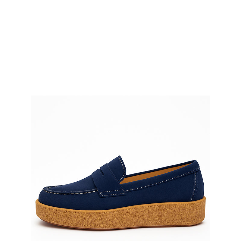 Men Suede Round Toe Loafer Blue
