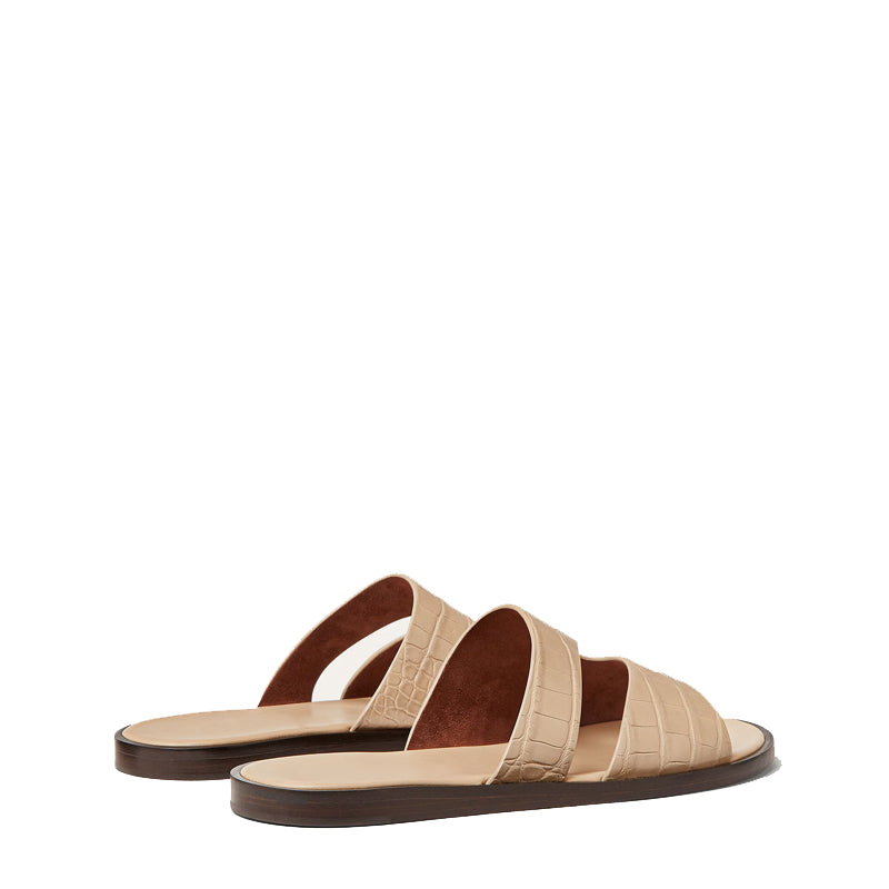 Croco Leather Double Strap Sandal