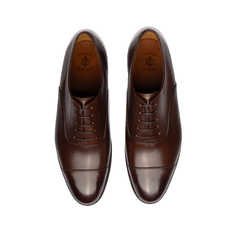 Classic Design Captoe Plain Leather Oxford Shoe Brown