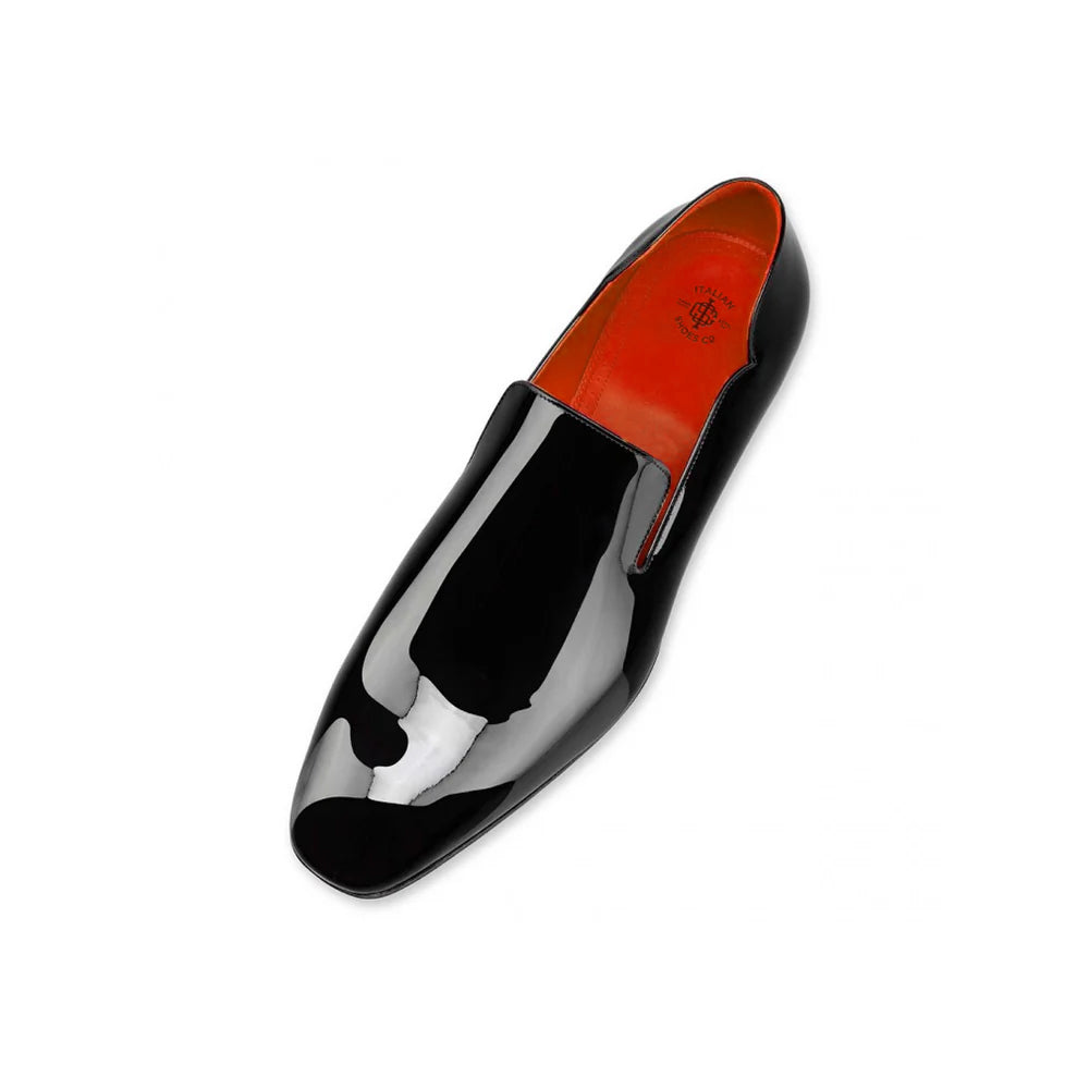Luxury Patent Leather Loafers With Wavy Top Edge