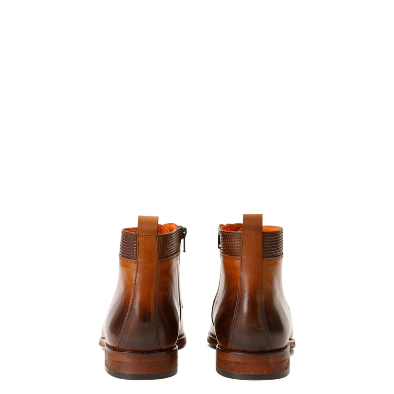 Brown Black Leather Derby Lace-Up Men Boot