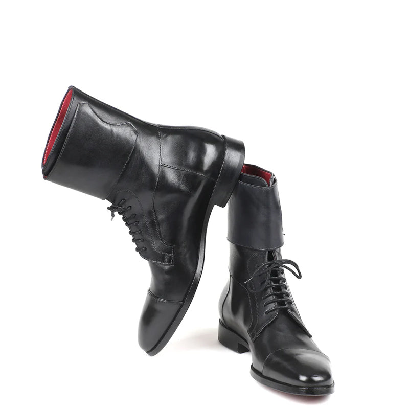 Men Cap Toe Leather High Ankle Boot Tan