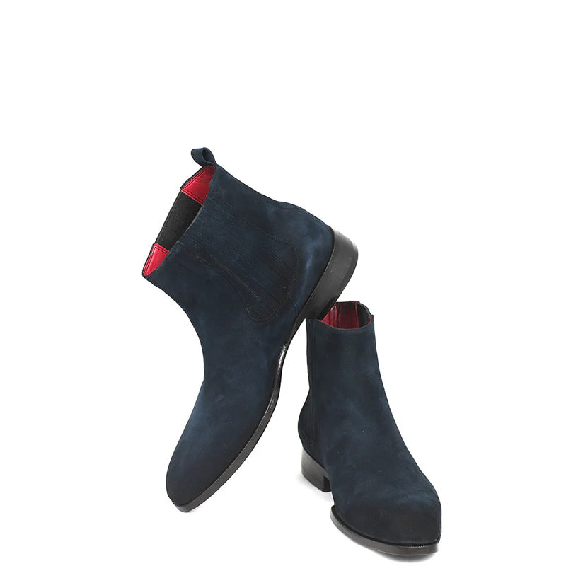 Premium Handmade Suede Leather Chelsea Boot Navy Blue