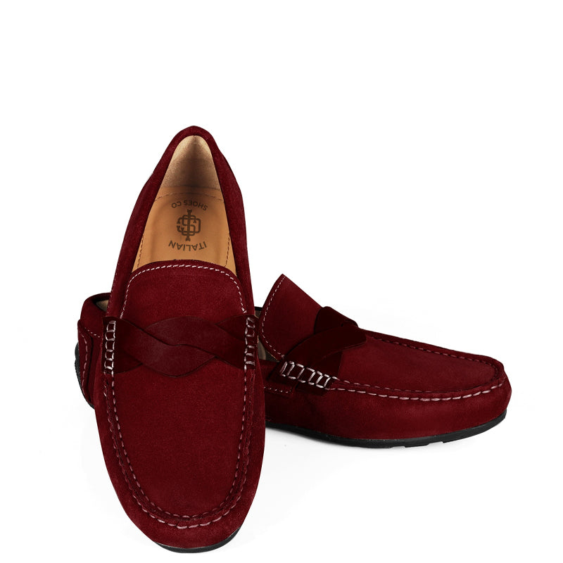 Penny Suede Cross Strap Leather Brown Loafer