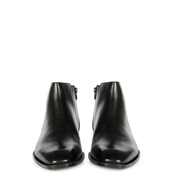 Men Solid Leather Side Zipper Boot With Buckle