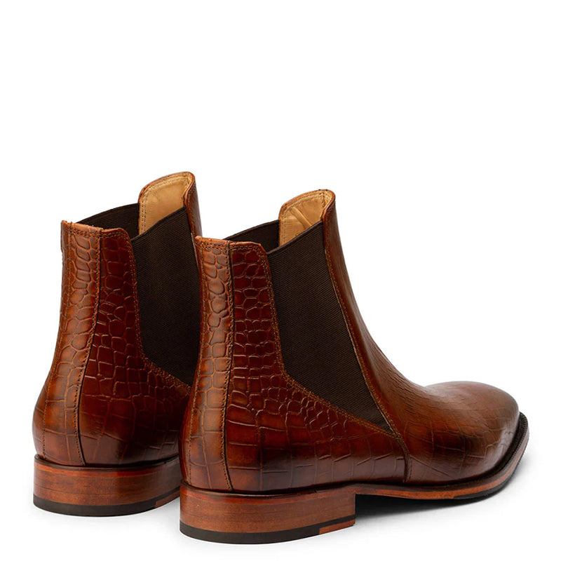 Mid Top Croco Leather Chelsea Boots For Men