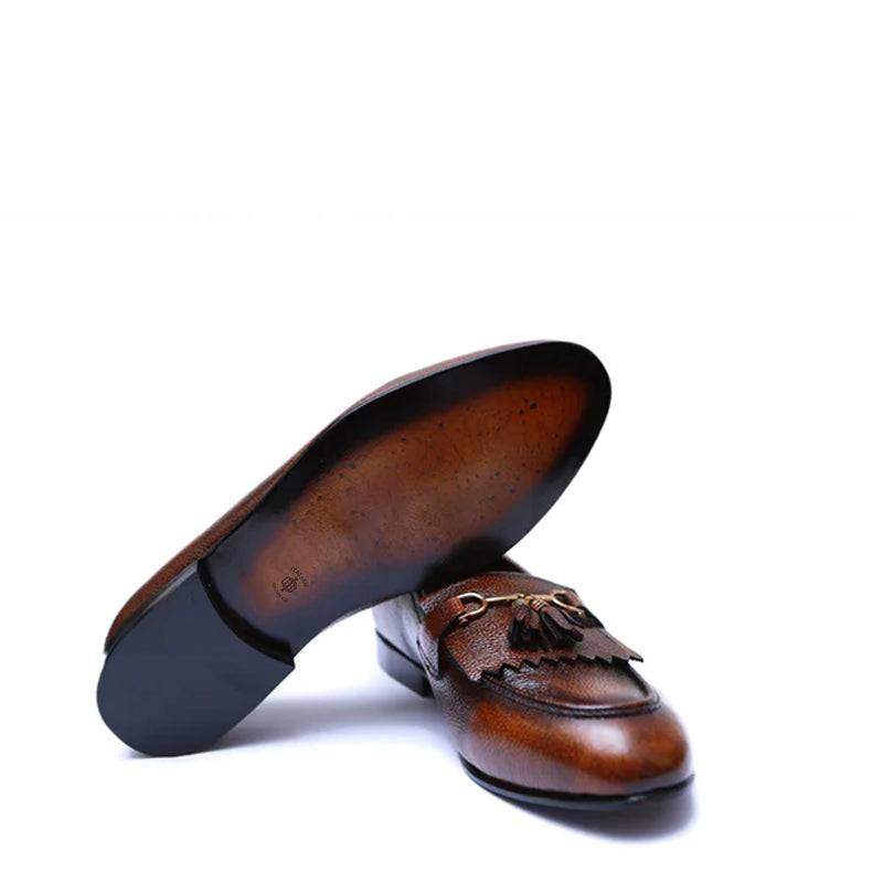 Premium Solid Leather Tassel Formal Brown Loafer
