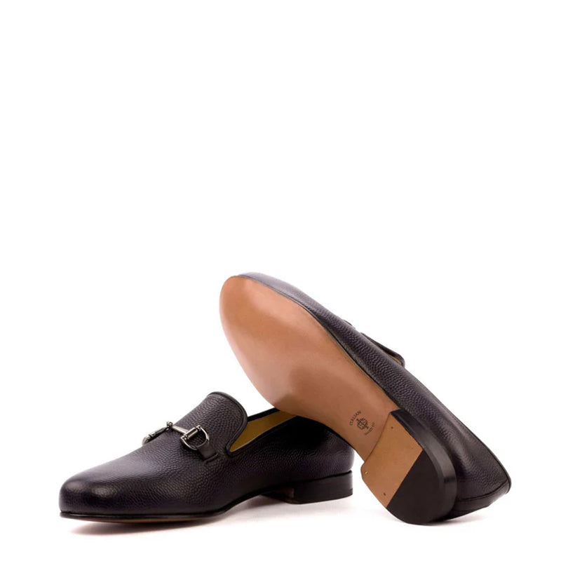 Custom Handmade Leather Buckled Brown Loafer