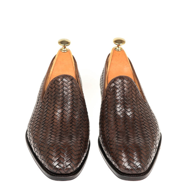 Woven Print Braided Italian Leather Loafer