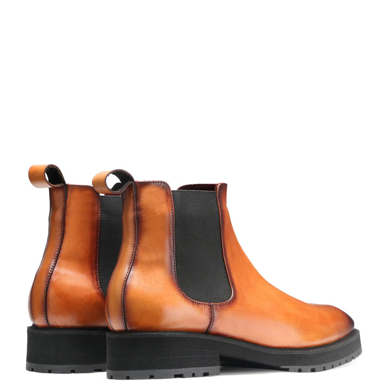 Luxury Mid Top Leather Chelsea Boot Tan