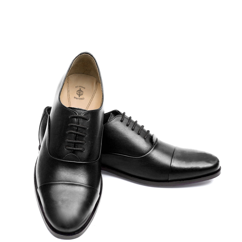 Polished Leather Captoe Plain Oxford Shoe Dark Brown