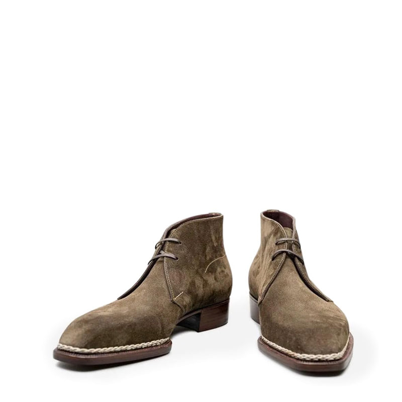 Men Suede Leather Stich Chukkas Boot Light Brown