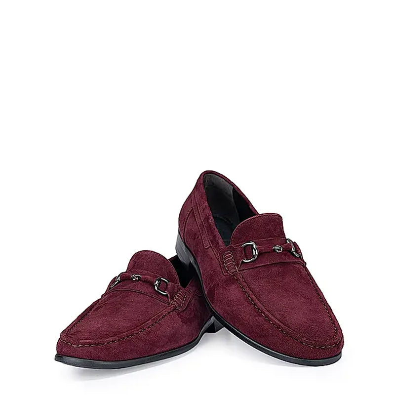 Suede Leather Formal Horsebit Buckled Blue Loafer