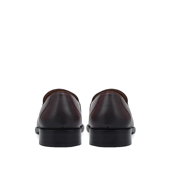 Pure Solid Leather Tassel Burgundy Loafer