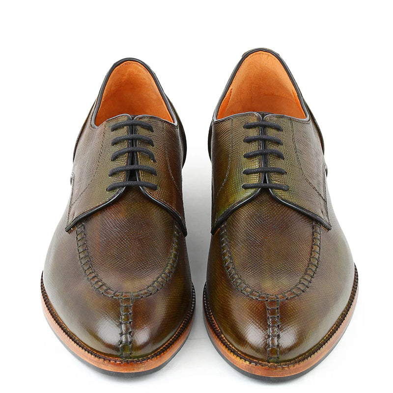 Patina Split Toe Italian Leather Derby Shoe Green