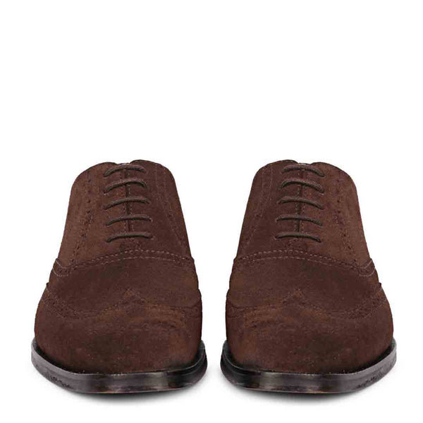 Leather Square Toe Lace Up Wingtip Oxford Shoe