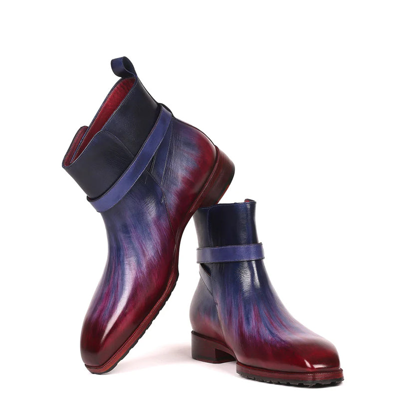 Premium Patina Leather Blue and Purple Jodhpur Boot With Buckle