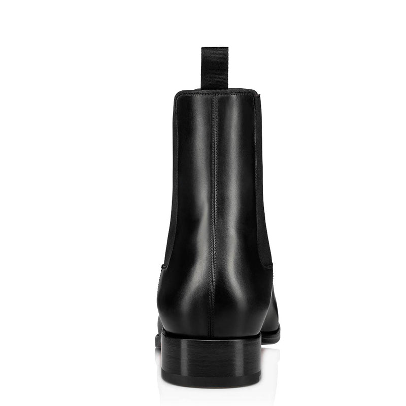 Classic Leather Chelsea Rounded Toe Boot with Low Stacked Heel