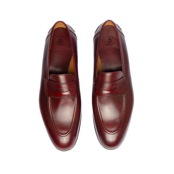 Polished Plain Leather Penny Loafer For Men
