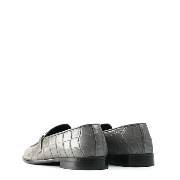 Croco Print Leather Stylish Loafer With Side Hook