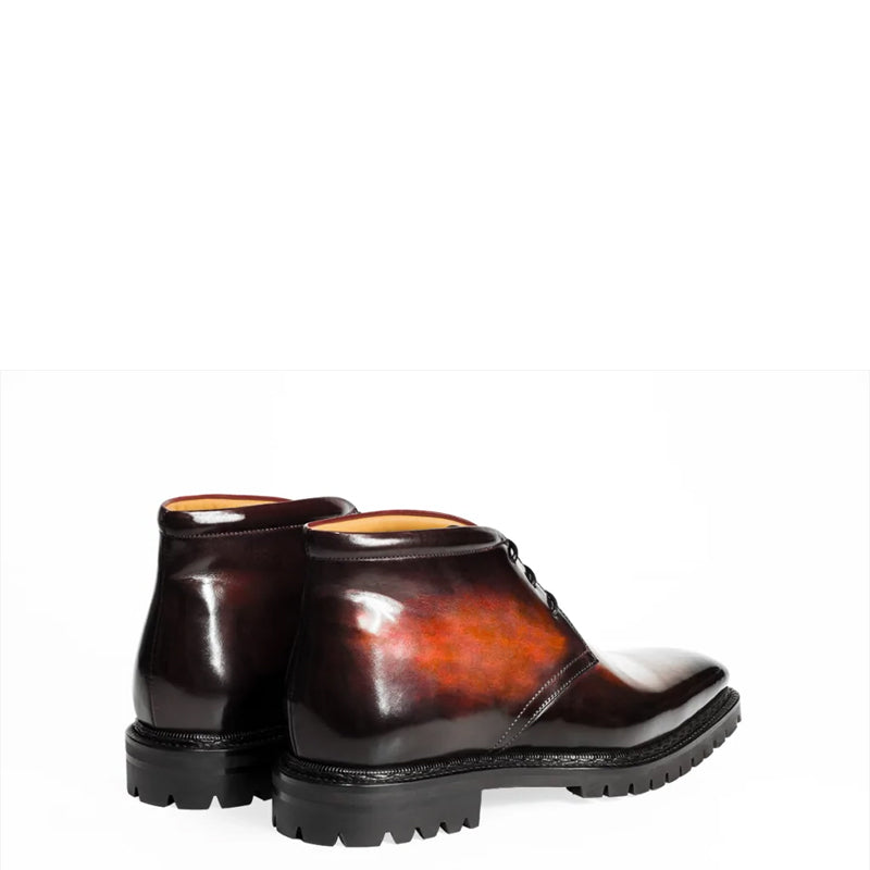 Men Handpainted Solid Leather Chukkas Black Boot